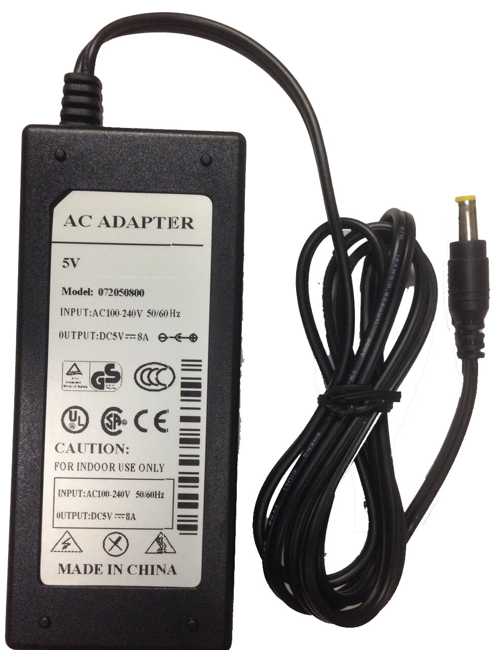 NEW 5VDC 8A 072050800 100~240VAC Switching Power Adapter with power cord